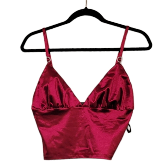 Forever 21 Tops - Red Forever 21 Women's Satin Rhinestone Cropped Tank